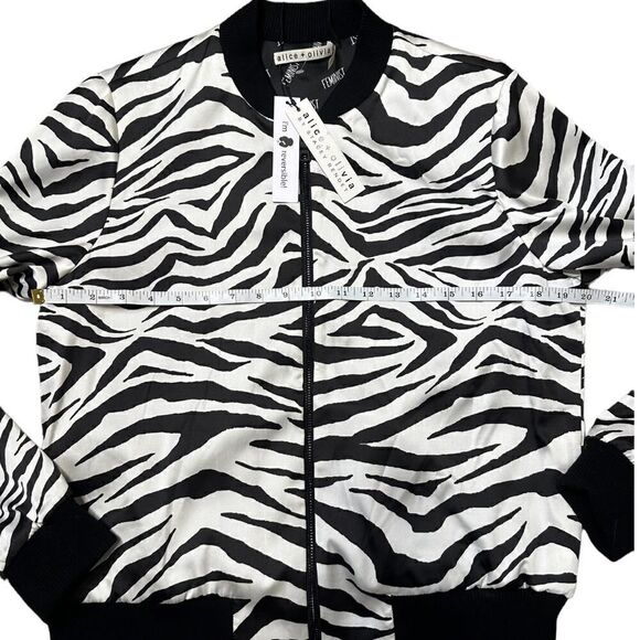 Alice + Olivia Reversible Zebra Feminist Bomber Jacket NWT Size Large - Picture 10 of 17